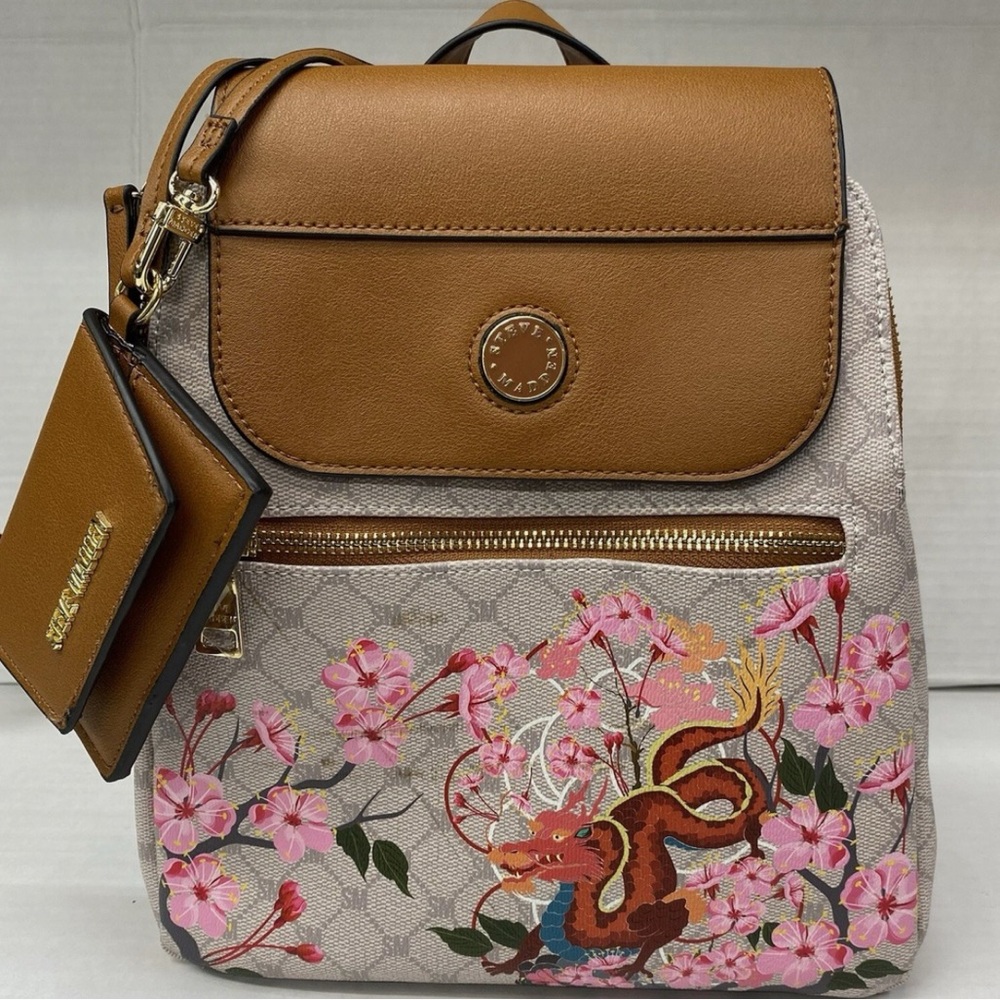 Steve Madden Tan and Pink Dragon Backpack